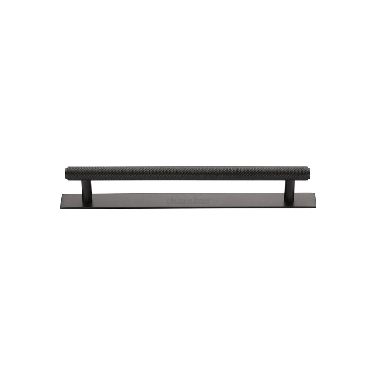 Knurled Cabinet Pull Handle with Plate by M Marcus - Heritage Brass