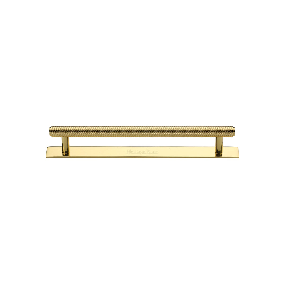 Knurled Cabinet Pull Handle with Plate by M Marcus - Heritage Brass
