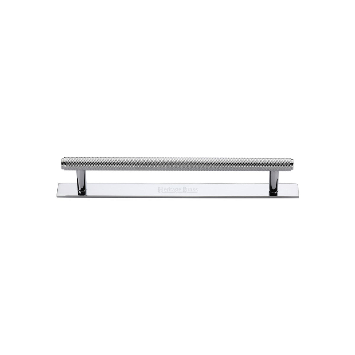 Knurled Cabinet Pull Handle with Plate by M Marcus - Heritage Brass