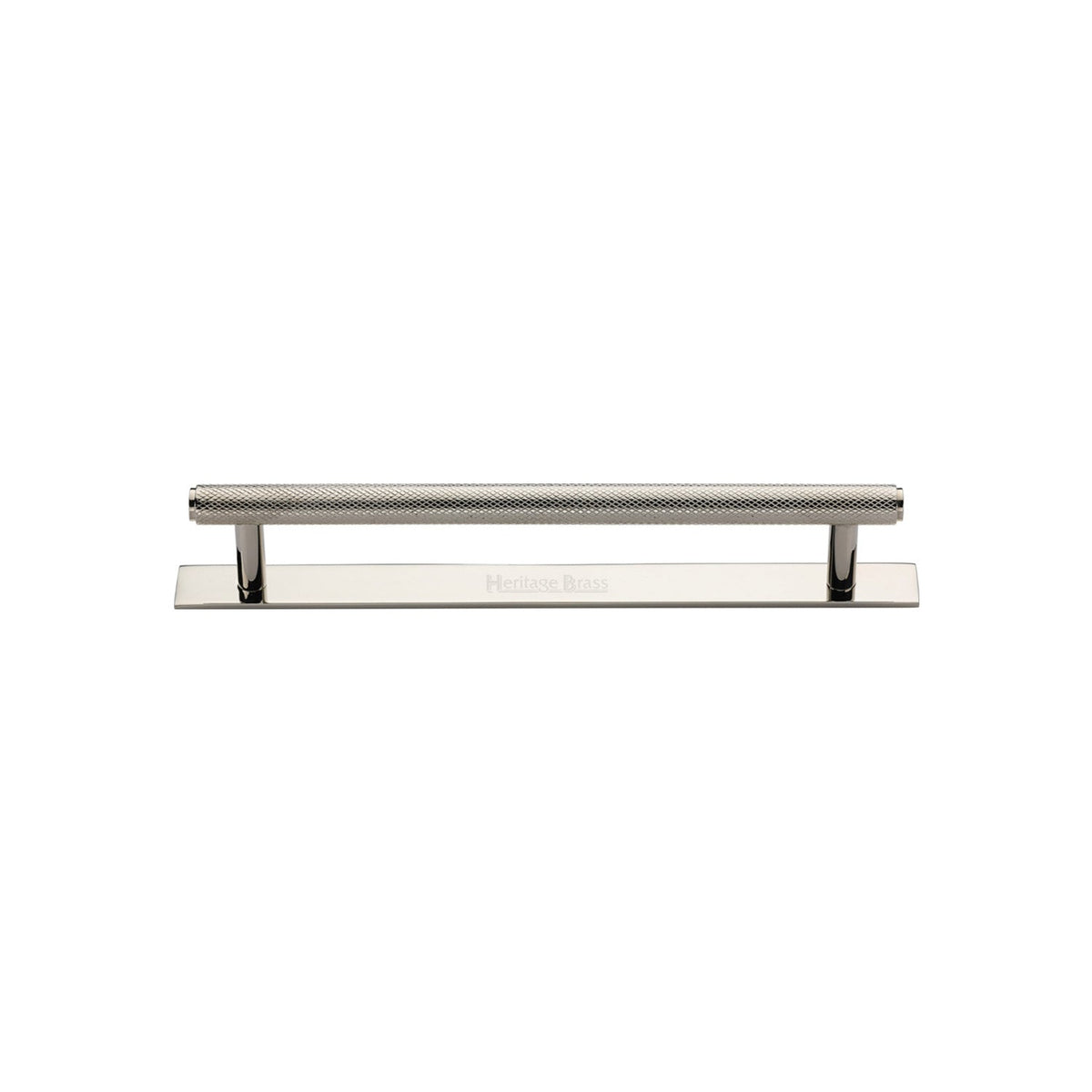 Knurled Cabinet Pull Handle with Plate by M Marcus - Heritage Brass