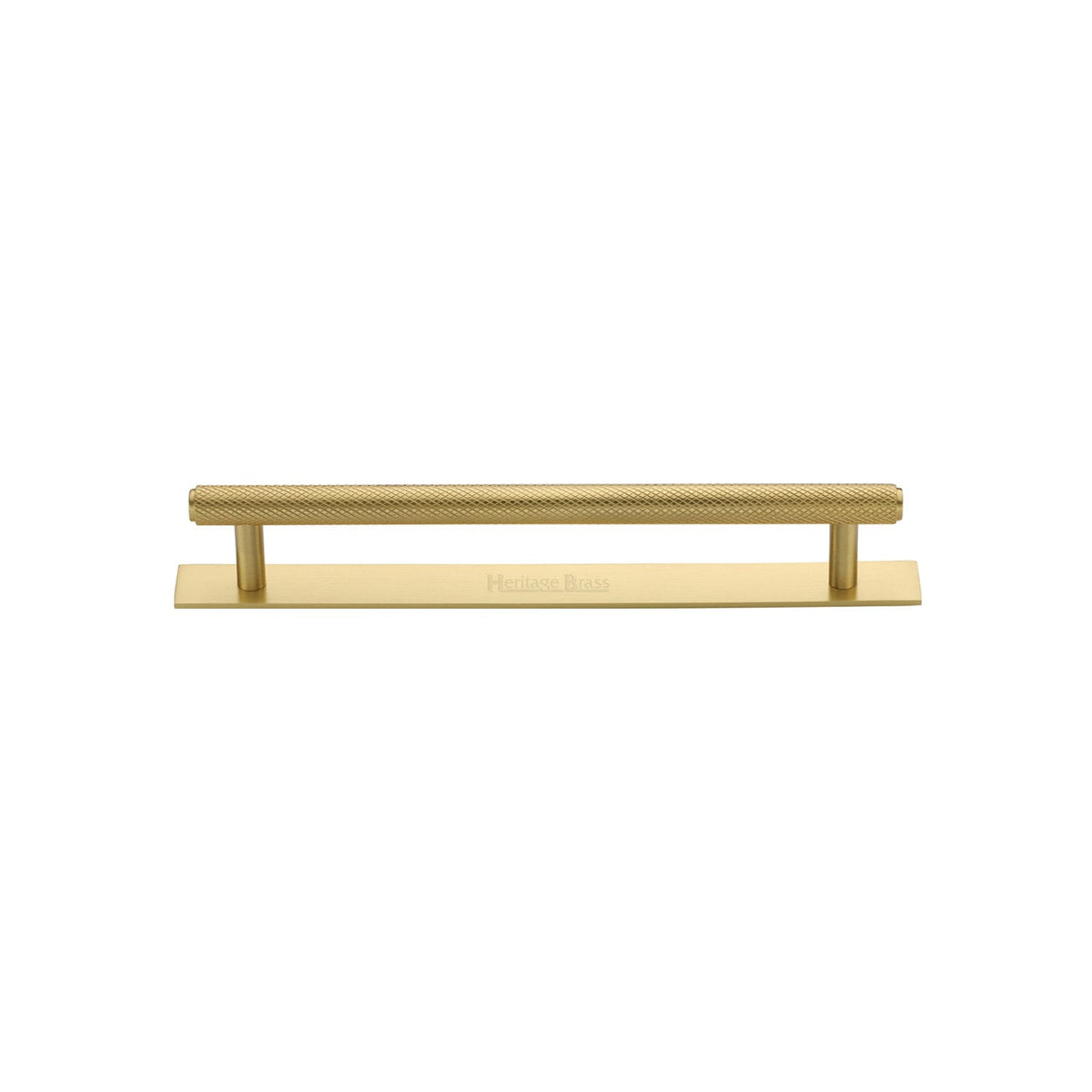 Knurled Cabinet Pull Handle with Plate by M Marcus - Heritage Brass