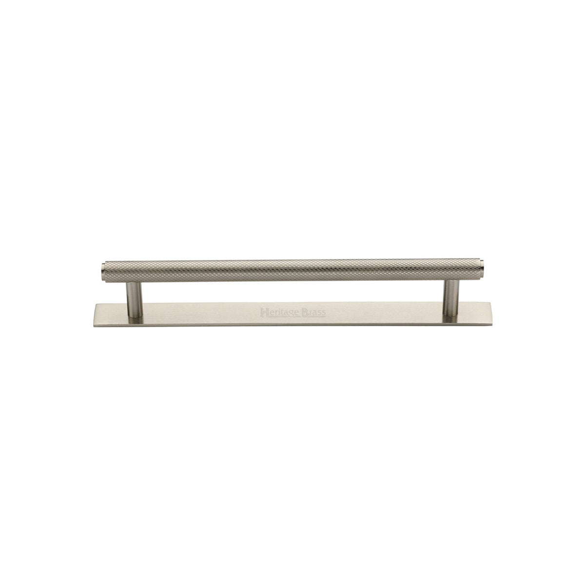 Knurled Cabinet Pull Handle with Plate by M Marcus - Heritage Brass
