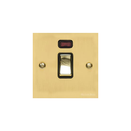 Victorian Elite Range Polished Brass Switches & Sockets, R01 - 20A Double Pole Switch with Neon by Heritage Brass By M-Marcus