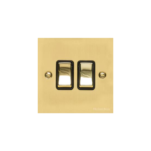 Victorian Elite Range Polished Brass Switches & Sockets, R01 - 2 Gang Rocker Switch by Heritage Brass By M-Marcus