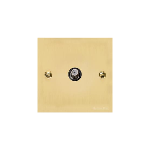 Victorian Elite Range Polished Brass Switches & Sockets, R01 - 1 Gang Satellite Socket by Heritage Brass By M-Marcus