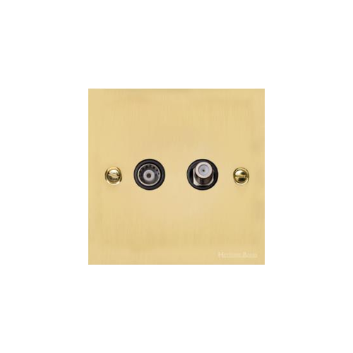 Victorian Elite Range Polished Brass Switches & Sockets, R01 - TV/Satellite Socket by Heritage Brass By M-Marcus