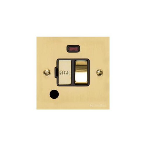 Victorian Elite Range Polished Brass Switches & Sockets, R01 - Switched Spur with Neon + Cord (13 Amp) by Heritage Brass By M-Marcus