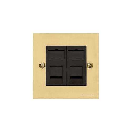 Victorian Elite Range Polished Brass Switches & Sockets, R01 - 2 Gang Secondary Line Socket by Heritage Brass By M-Marcus