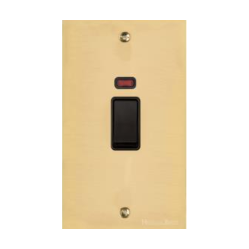 Victorian Elite Range Polished Brass Switches & Sockets, R01 - 45A DP Cooker Switch with Neon (tall plate) by Heritage Brass By M-Marcus