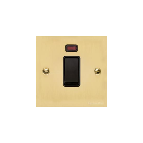 Victorian Elite Range Polished Brass Switches & Sockets, R01 - 45A DP Cooker Switch with Neon (single plate) by Heritage Brass By M-Marcus