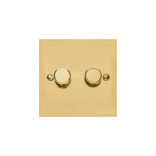 Victorian Elite Range Polished Brass Switches & Sockets, R01 - 2 Gang TED Dimmer (Compatible with LED Lamps) by Heritage Brass By M-Marcus