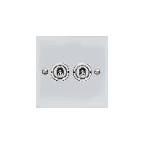 Victorian Elite Range Polished Chrome Switches & Sockets, R02 - 2 Gang Toggle Switch by Heritage Brass By M-Marcus