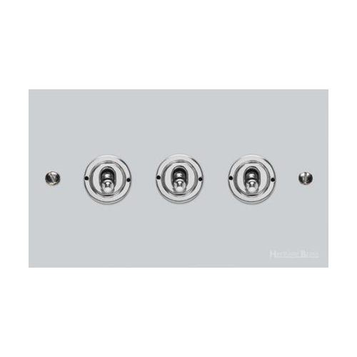 Victorian Elite Range Polished Chrome Switches & Sockets, R02 - 3 Gang Toggle Switch by Heritage Brass By M-Marcus