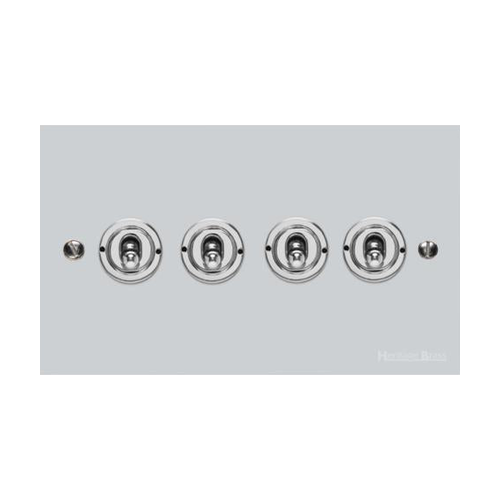 Victorian Elite Range Polished Chrome Switches & Sockets, R02 - 4 Gang Toggle Switch by Heritage Brass By M-Marcus