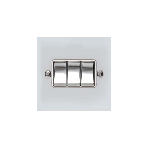 Victorian Elite Range Polished Chrome Switches & Sockets, R02 - 3 Gang Rocker Switch by Heritage Brass By M-Marcus