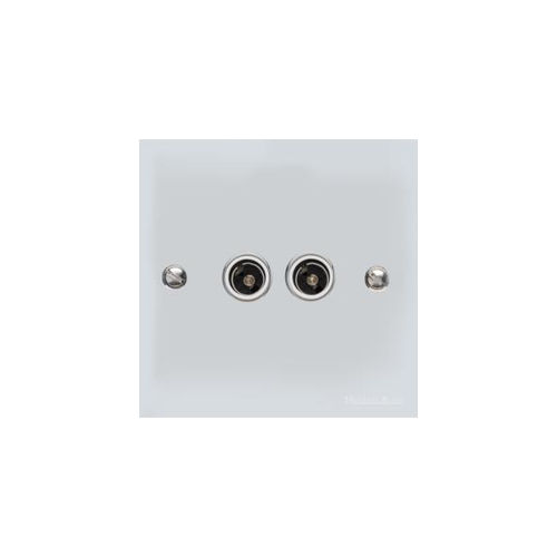 Victorian Elite Range Polished Chrome Switches & Sockets, R02 - 2 Gang TV Coaxial Socket by Heritage Brass By M-Marcus