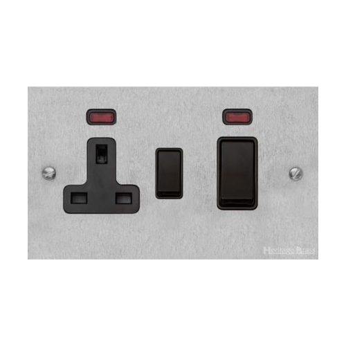 Victorian Elite Range Satin Chrome Switches & Sockets, R03 - 45A Cooker Unit + 13A Socket by Heritage Brass By M-Marcus