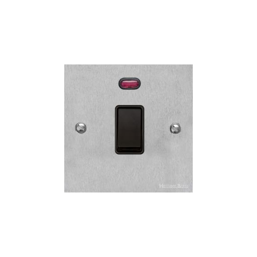 Victorian Elite Range Satin Chrome Switches & Sockets, R03 - 45A DP Cooker Switch with Neon (single plate) by Heritage Brass By M-Marcus