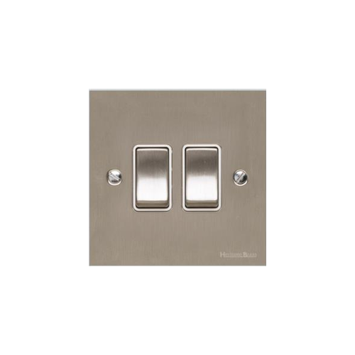 Victorian Elite Range Satin Nickel Switches & Sockets, R05 - 2 Gang Rocker Switch by Heritage Brass By M-Marcus