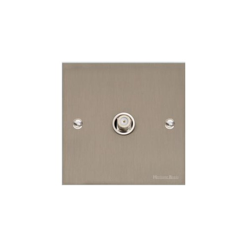 Victorian Elite Range Satin Nickel Switches & Sockets, R05 - 1 Gang Satellite Socket by Heritage Brass By M-Marcus