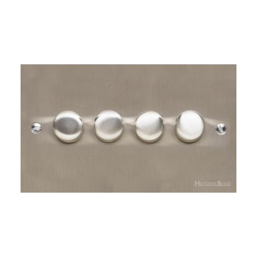 Victorian Elite Range Satin Nickel Switches & Sockets, R05 - 4 Gang Dimmer 250 watts (Compatible with halogen/ incandescent bulbs) by Heritage Brass By M-Marcus