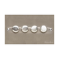 Victorian Elite Range Satin Nickel Switches & Sockets, R05 - 4 Gang Dimmer 250 watts (Compatible with halogen/ incandescent bulbs) by Heritage Brass By M-Marcus