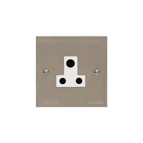 Victorian Elite Range Satin Nickel Switches & Sockets, R05 - 5 Amp 3 Round Pin Socket by Heritage Brass By M-Marcus