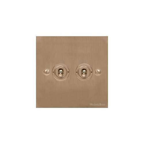 Victorian Elite Range Antique Brass Switches & Sockets, R91 - 2 Gang Toggle Switch by Heritage Brass By M-Marcus