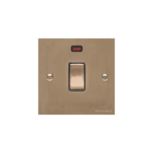 Victorian Elite Range Antique Brass Switches & Sockets, R91 - 20A Double Pole Switch with Neon by Heritage Brass By M-Marcus