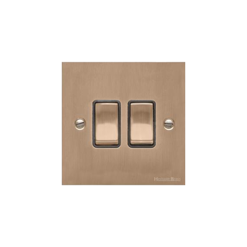 Victorian Elite Range Antique Brass Switches & Sockets, R91 - 2 Gang Rocker Switch by Heritage Brass By M-Marcus