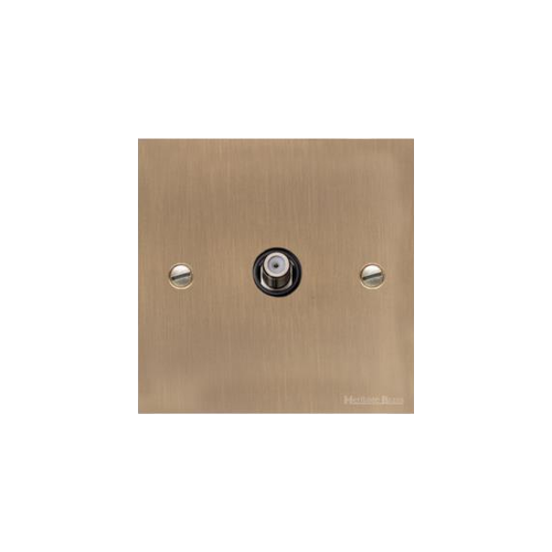 Victorian Elite Range Antique Brass Switches & Sockets, R91 - 1 Gang Satellite Socket by Heritage Brass By M-Marcus