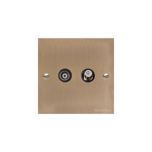 Victorian Elite Range Antique Brass Switches & Sockets, R91 - TV/Satellite Socket by Heritage Brass By M-Marcus