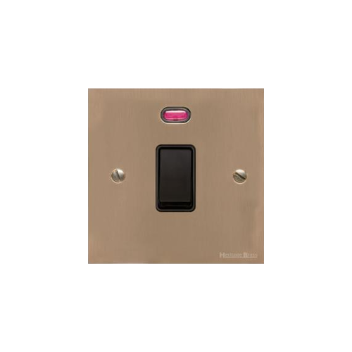 Victorian Elite Range Antique Brass Switches & Sockets, R91 - 45A DP Cooker Switch with Neon (single plate) by Heritage Brass By M-Marcus