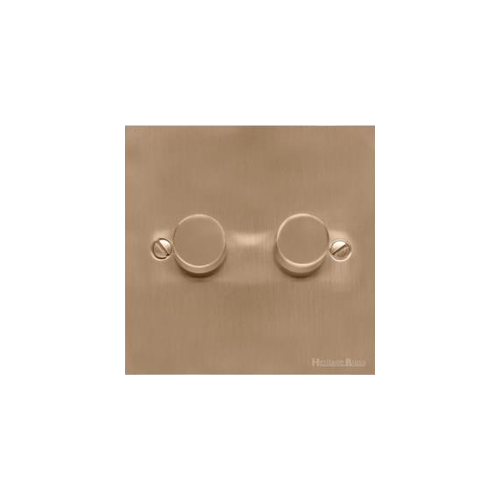 Victorian Elite Range Antique Brass Switches & Sockets, R91 - 2 Gang Dimmer 400 watts (Compatible with halogen/ incandescent bulbs) by Heritage Brass By M-Marcus