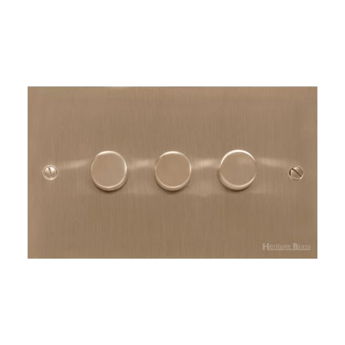 Victorian Elite Range Antique Brass Switches & Sockets, R91 - 3 Gang Dimmer 400 watts (Compatible with halogen/ incandescent bulbs) by Heritage Brass By M-Marcus