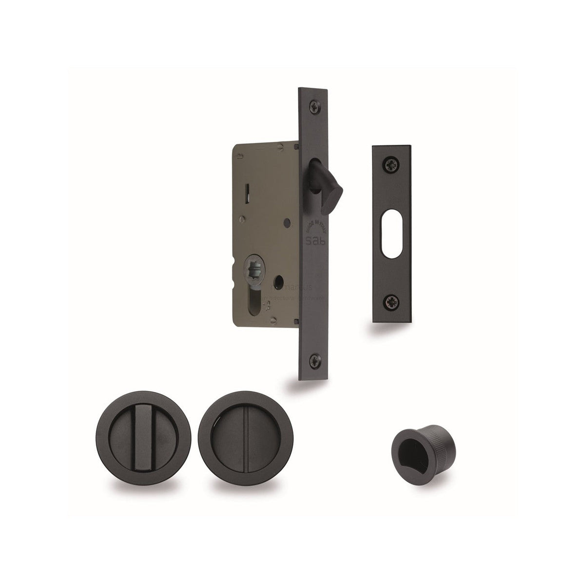 Sliding Lock with Round Privacy Turns by M Marcus - Heritage Brass