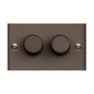 Stylist Bronze Raised Plate Range Switches & Sockets, RL9 - 2 Gang Dimmer 400 watts (Compatible with halogen/ incandescent bulbs) by Heritage Brass By M-Marcus