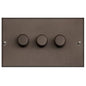 Stylist Bronze Raised Plate Range Switches & Sockets, RL9 - 3G Multi Location Primary Dimmer by Heritage Brass By M-Marcus