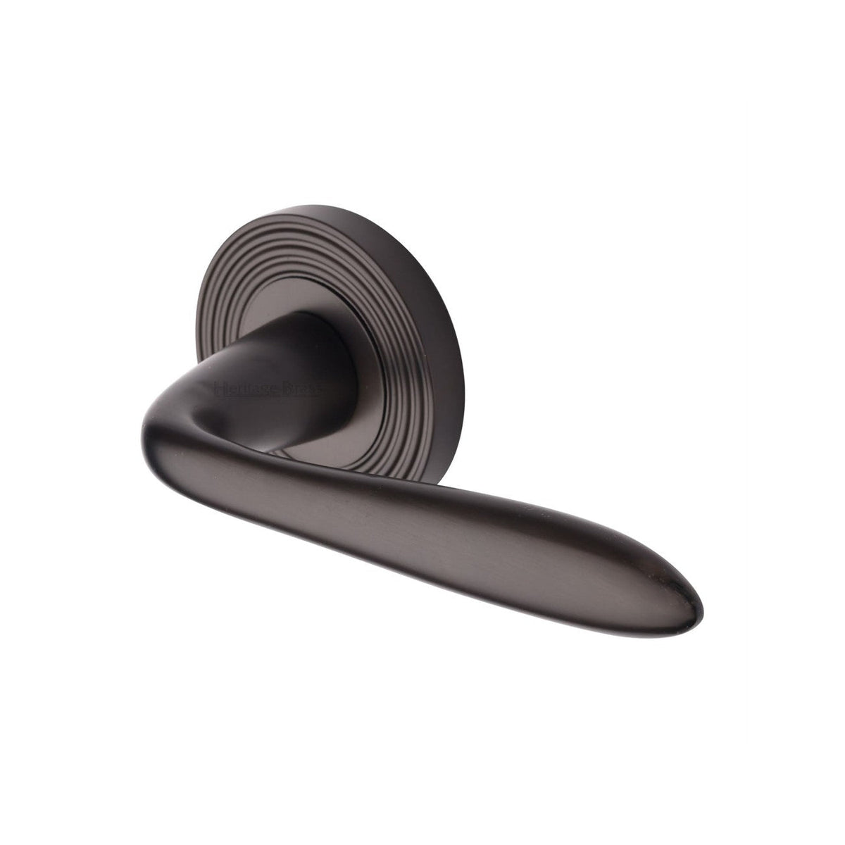 Sutton Reeded Door Handle on Round Rose by M Marcus - Heritage Brass