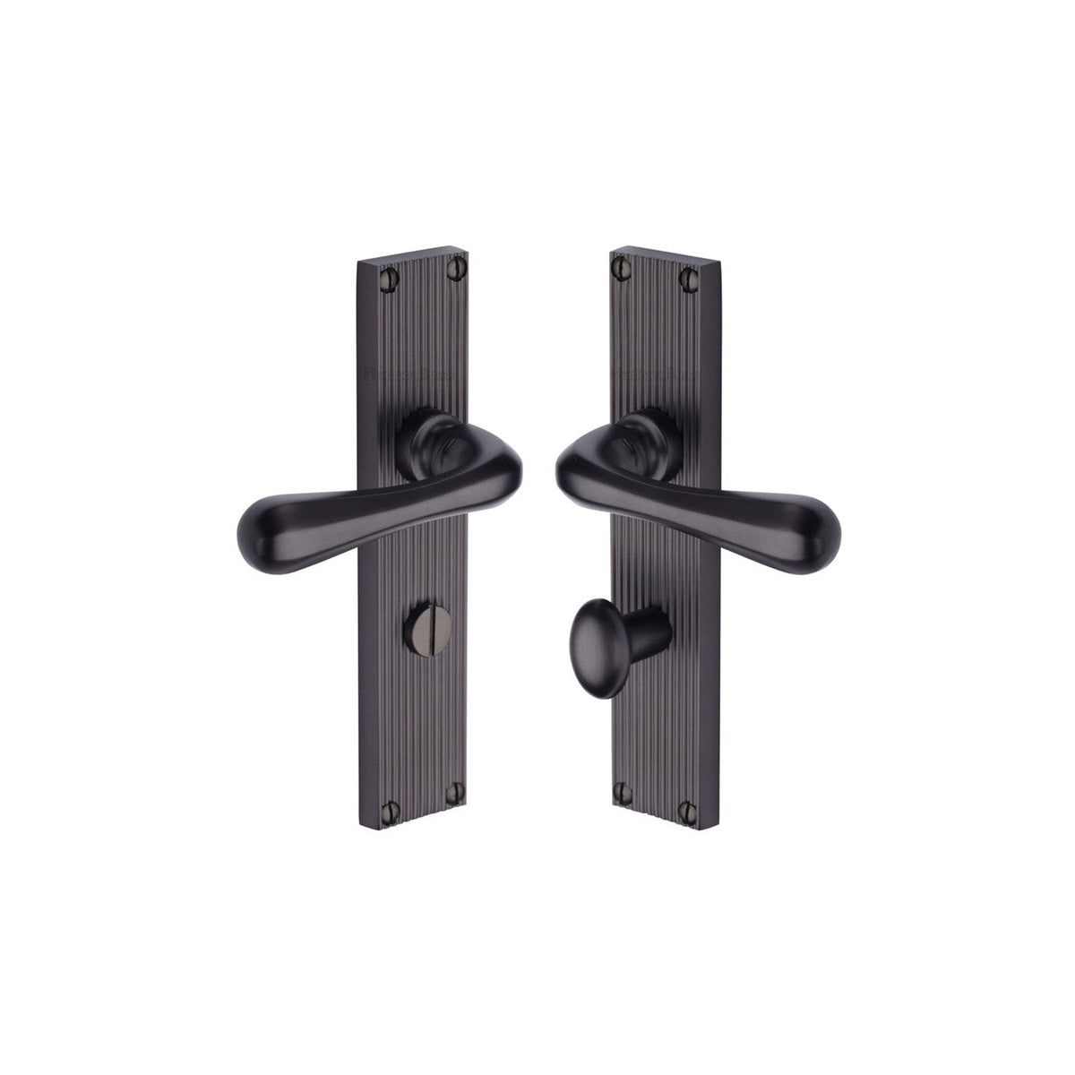 Charlbury Reeded Door Handle on Plate by M Marcus - Heritage Brass