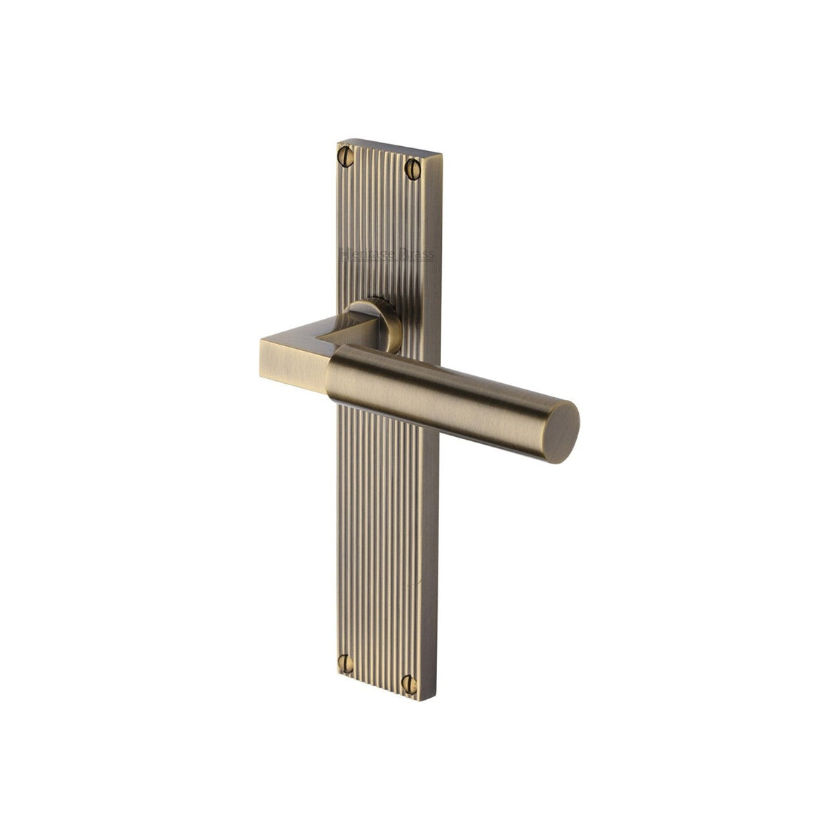 Bauhaus Reeded Door Handle on Plate by M Marcus - Heritage Brass