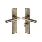 Bauhaus Reeded Door Handle on Plate by M Marcus - Heritage Brass