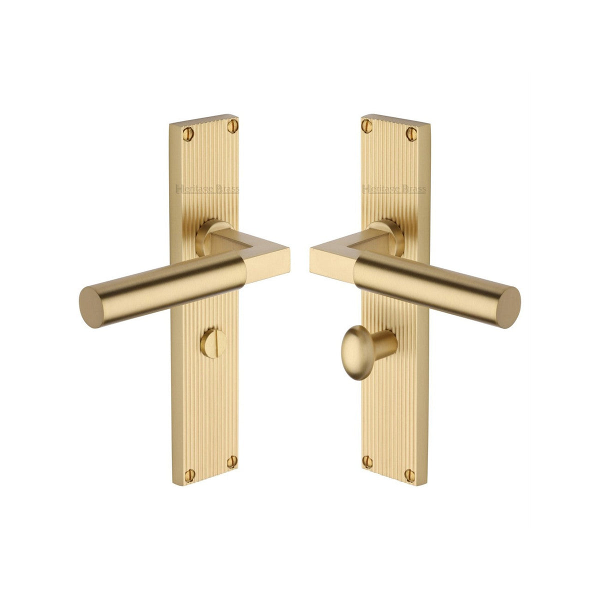 Bauhaus Reeded Door Handle on Plate by M Marcus - Heritage Brass
