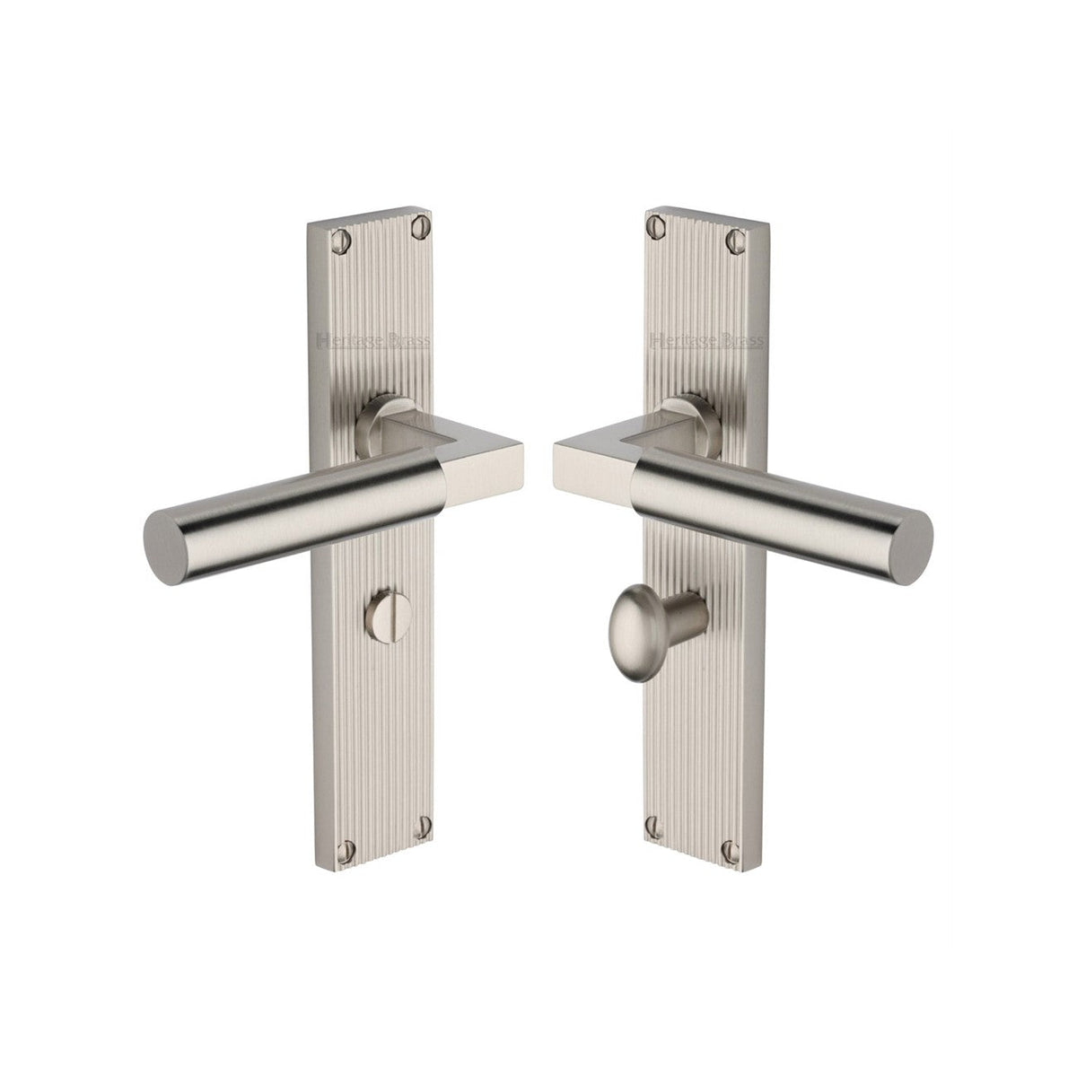 Bauhaus Reeded Door Handle on Plate by M Marcus - Heritage Brass