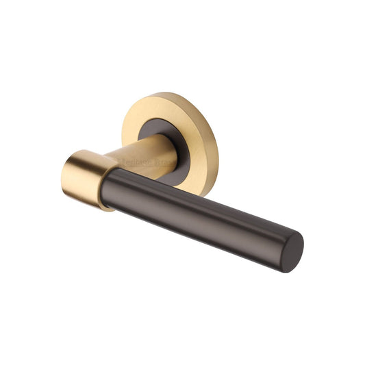 Phoenix Door Handle on Round Rose - Antique Brass