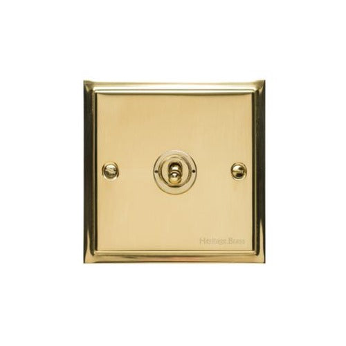 Elite Stepped Plate Range Polished Brass Switches & Sockets, S01 - 1 Gang Toggle Switch by Heritage Brass By M-Marcus