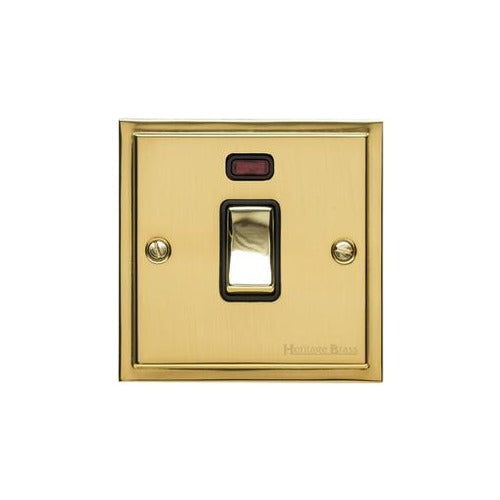 Elite Stepped Plate Range Polished Brass Switches & Sockets, S01 - 20A Double Pole Switch with Neon by Heritage Brass By M-Marcus