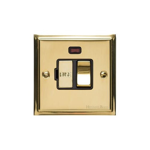Elite Stepped Plate Range Polished Brass Switches & Sockets, S01 - Switched Spur with Neon (13 Amp) by Heritage Brass By M-Marcus