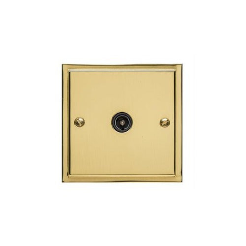 Elite Stepped Plate Range Polished Brass Switches & Sockets, S01 - 1 Gang Isolated TV Coaxial Socket by Heritage Brass By M-Marcus