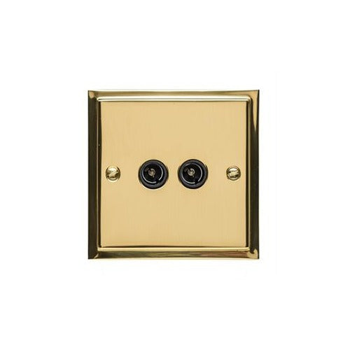 Elite Stepped Plate Range Polished Brass Switches & Sockets, S01 - TV/FM Diplexed Socket by Heritage Brass By M-Marcus